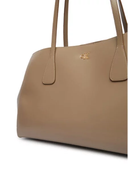 Calvin Klein kabelka typu shopper dámska z imitácie kože hnedá