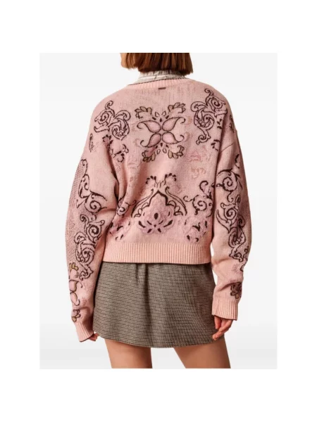 Sweter Twinset wełniany różowy