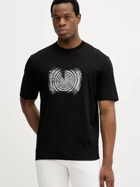 Armani Exchange tricou din cu imprimeu negru