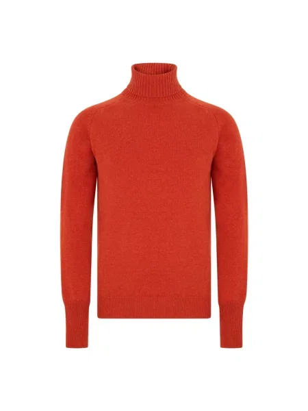 Sweter z golfem Fedeli z kaszmiru czerwony