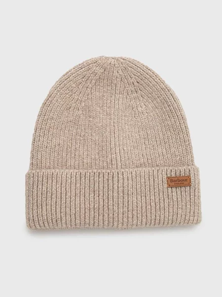 Шапка Barbour от плътен трикотаж бежово