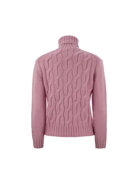 Sweter z golfem Mc2 Saint Barth wełniany do golfa różowy