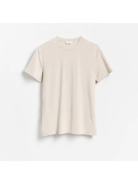 Reserved Slim fit póló viszkózzal bézs