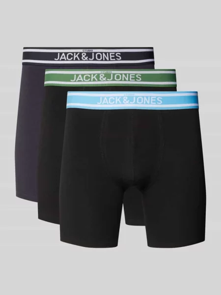 Bokserki z elastycznym z logo w zestawie 3 szt. model ‘TEDDY’ Jack & Jones czarne