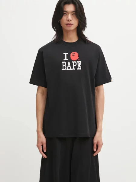 A Bathing Ape tricou din BAPE Logo Inside Out cu imprimeu negru