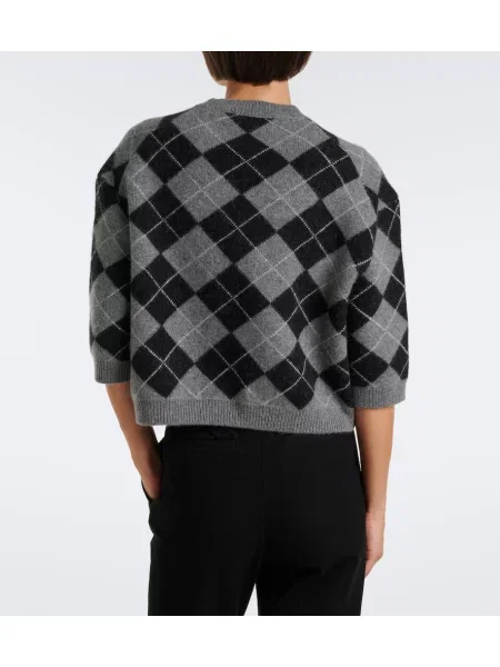Pulover Arch4 din cașmir cu model argyle gri