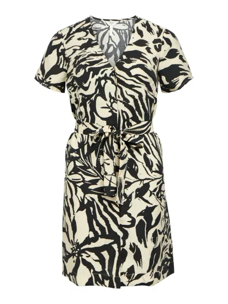 OBJECT Rochie tip bluză crem negru