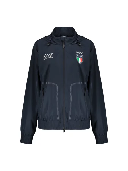 Lekki kurtka bomber Emporio Armani Ea7 z logo niebieski