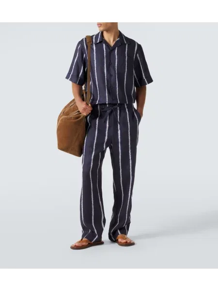 Pantaloni Commas de in cu dungi albastru