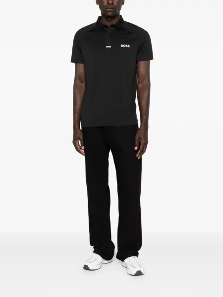 Tricou polo Boss cu autograf negru