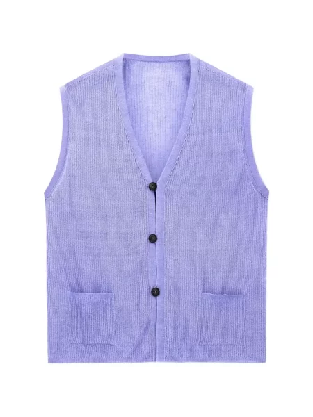 Vestă Giorgio Armani tricotate cu decolteu în V violet