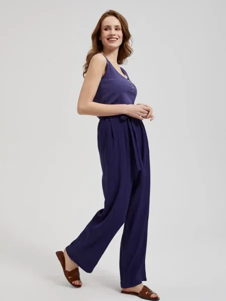 Pantaloni Moodo cu legături alb