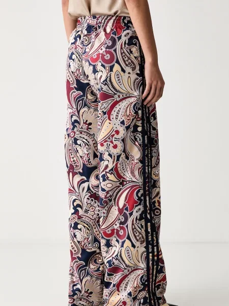 SATYNOWE SPODNIE DRESOWE ADIDAS LIBERTY LONDON FIREBIRD granatowe
