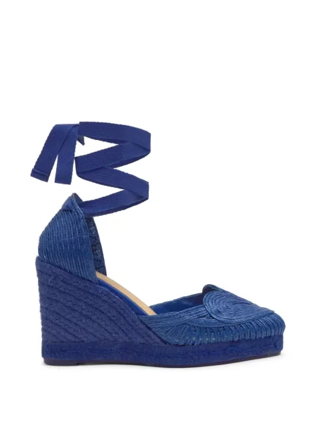 Espadrile Castaner cu pană cu motiv cu inimi albastru