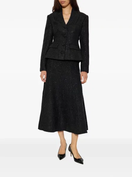 Bouclé rochie midi Self-portrait negru