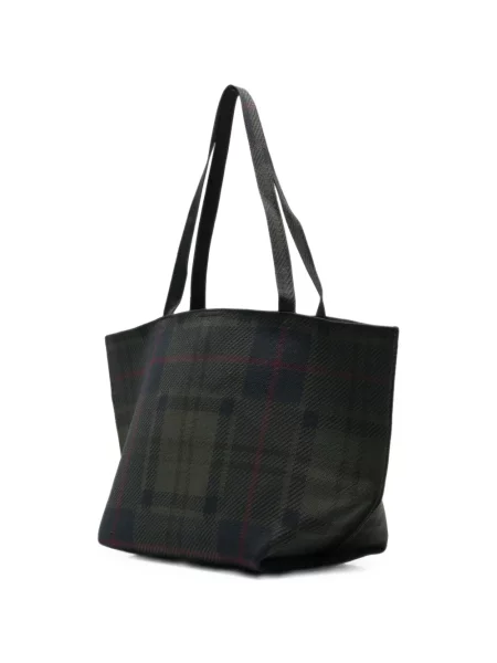 Карирана шопинг чанта Barbour зелено