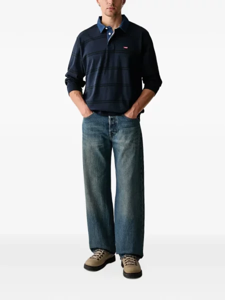S ovratnikom traperice Levi's® visoki struk od flisa crna