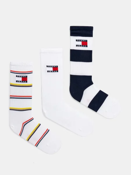 Чорапи Tommy Jeans 3 чифта бяло