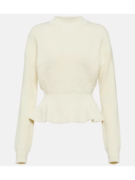 Cu peplum pulover Chloã© de lână alb