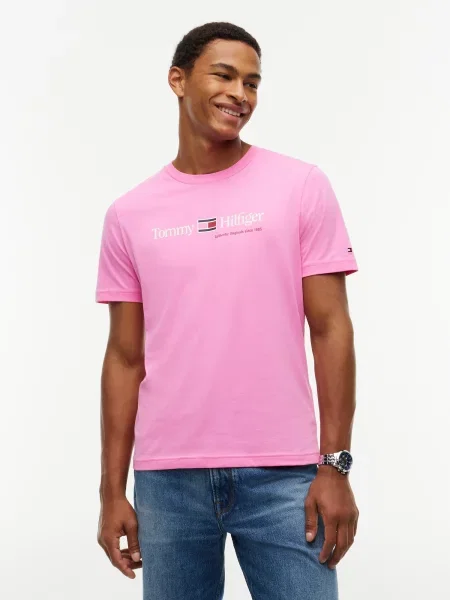 TOMMY HILFIGER Tričko BRAND LOVE svetloružová / červená / čierna / biela ružová