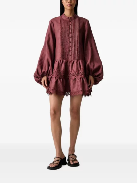 Rochie Bardot din dantelă maro
