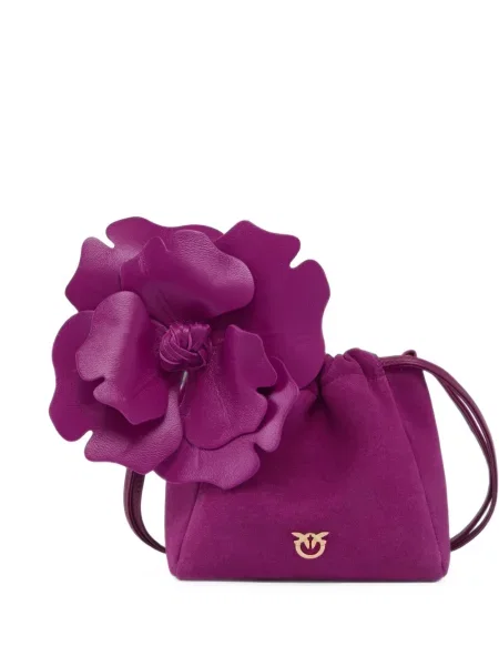 Geantă plic Pinko din piele de căprioară cu model floral violet