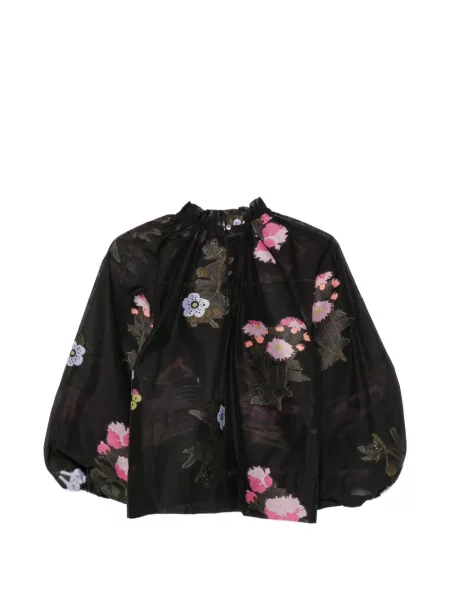 Bluză Cynthia Rowley cu model floral negru