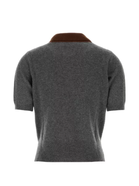 Tricou polo Marni din cașmir gri