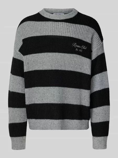Sweter z dzianiny z wyhaftowanym logo Review czarny