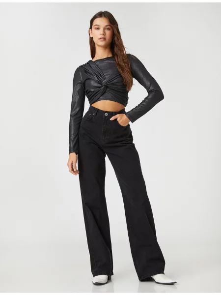 Lung tricou Koton cu decolteu în U negru