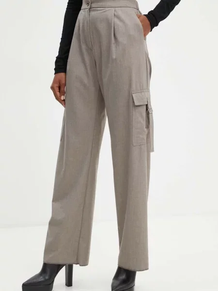 Marella spodnie proste high waist beżowy