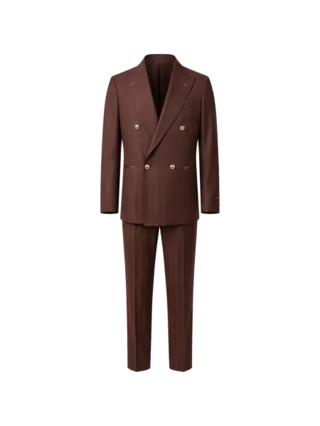 Costum Franzese Collection de lână cu două rânduri de nasturi maro
