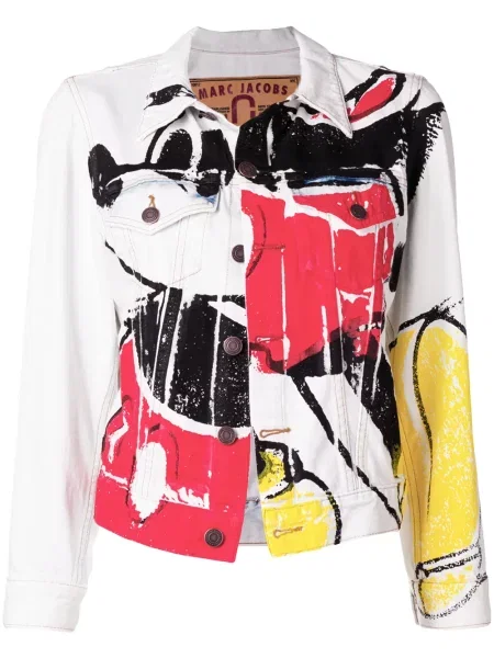 Geacă de blugi Marc Jacobs cu imagine alb