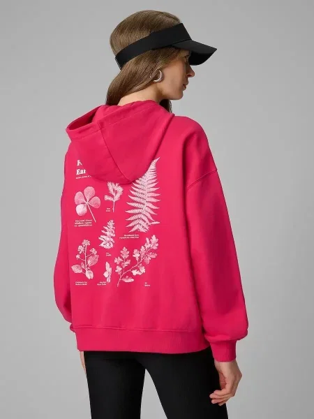 Bluza dresowa loose z kapturem 4F różowa