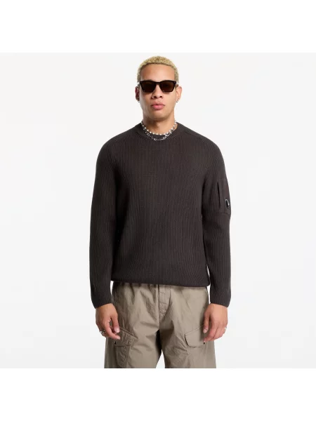 Pulover C.P. Company Full Rib Cotton Lens Crewneck Sweater Black XXL negru