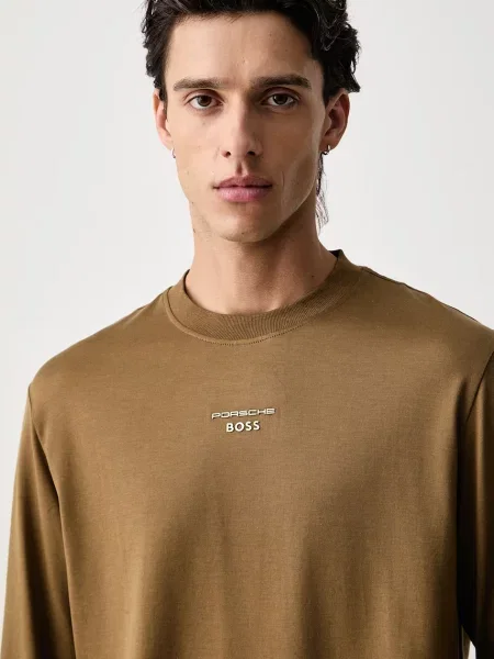 Длинный лонгслив Boss Green зеленый