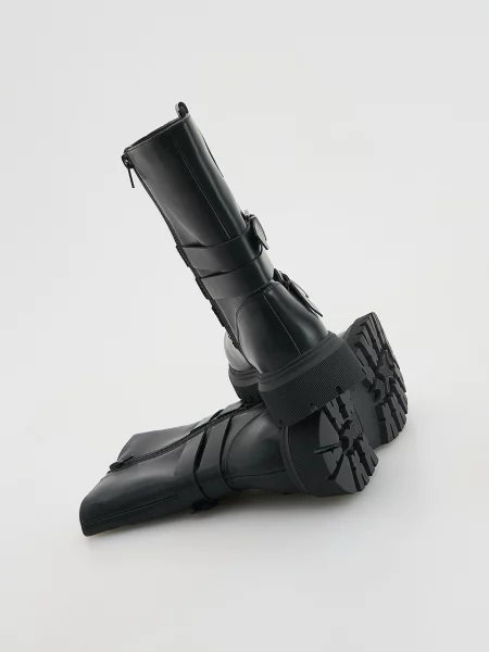 Сапоги Reserved из искусственной кожи черные