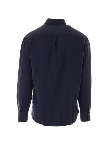 Lung cămașă Brunello Cucinelli cu model herringbone albastru