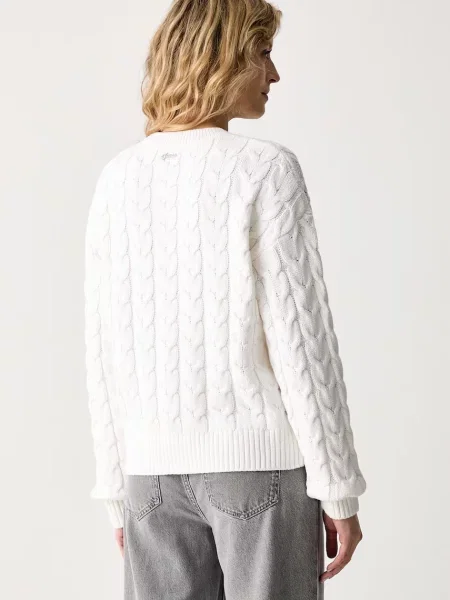 Guess sweter z bawełną CASSANDRA biały