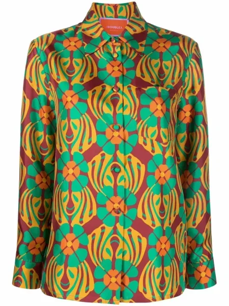 Cămașă La Doublej cu model floral cu imagine verde
