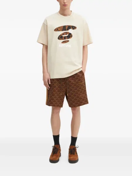 Pantaloni scurți A Bathing Ape® cu dungi maro