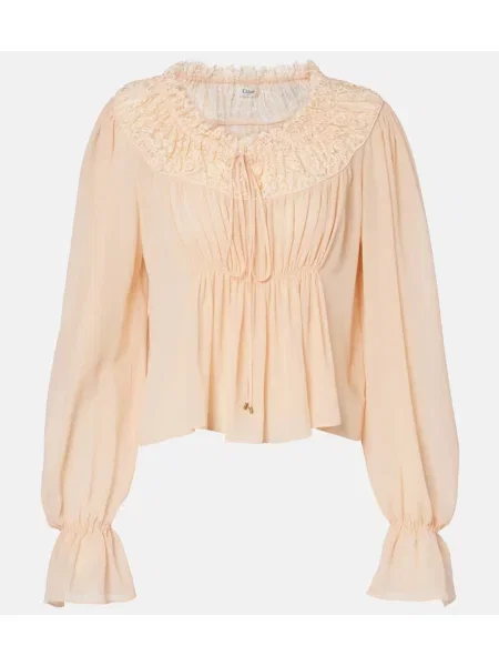 Cropp bluză Chloé de mătase roz