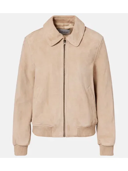 Geacă bomber Yves Salomon din piele de căprioară bej