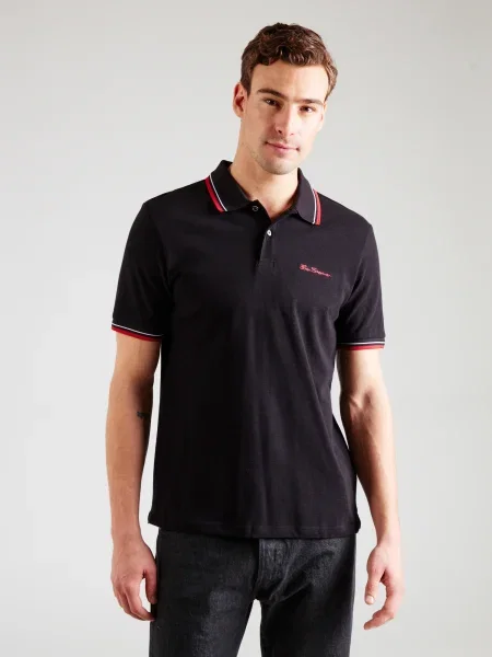 Ben Sherman Tricou roČ™u / negru alb