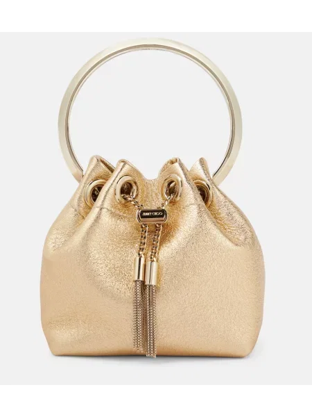 Geantă bucket Jimmy Choo din piele auriu