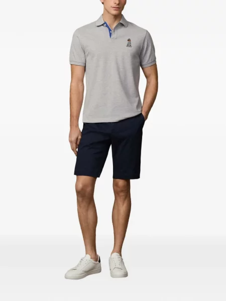 Gulerat tricou polo Hackett cu broderie gri