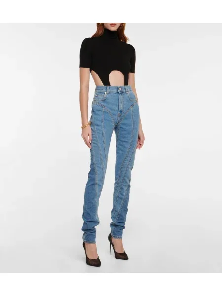 Magas derekú skinny farmernadrág Mugler kék