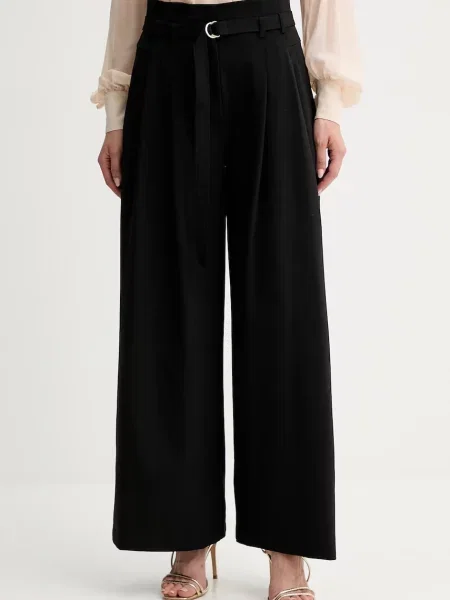Marella pantaloni din lână lat high waist negru