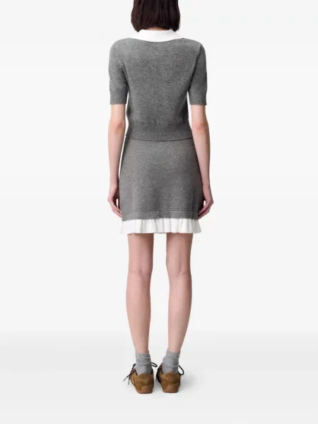 Fustă Claudie Pierlot de lână cu volane gri