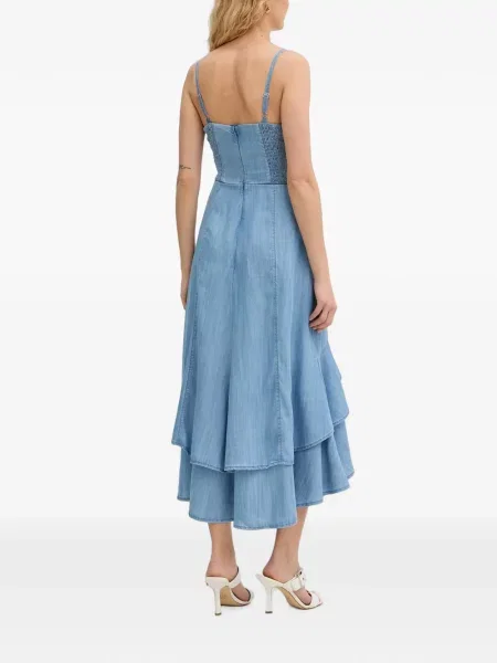 Rochie midi Guess cu volane albastru